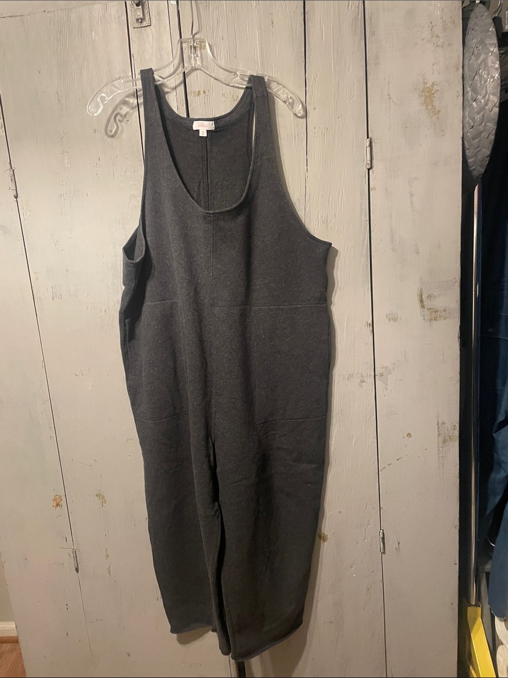 Colsie Dark Charcoal Sleeveless Knit Jumpsuit